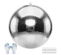VEVOR Boule à Facettes 600 mm, Boule Disco Argentée Réfléchissante, avec Anneau de Suspension, Facettes Miroir de 2 Tailles, pour Mariage, Anniversaire, Fête, Club, DJ, Scène et Décoration Intérieure