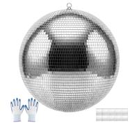 VEVOR Boule à Facettes 500 mm, Boule Disco Argentée Réfléchissante, avec Anneau de Suspension, Facettes Miroir de 2 Tailles, pour Mariage, Fête, Anniversaire, DJ, Club, Scène et Décoration Intérieure