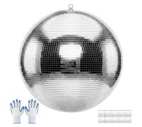 VEVOR Boule à Facettes 600 mm, Boule Disco Argentée Réfléchissante, avec Anneau de Suspension, Facettes Miroir de 2 Tailles, pour Mariage, Anniversaire, Fête, Club, DJ, Scène et Décoration Intérieure