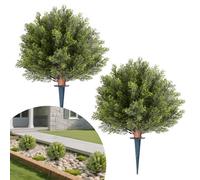 VEVOR Boule Cyprès Topiaire Artificiel Extérieur avec Piquet, 406 mm, Lot de 2, Fausses Plantes, Faux Arbustes Buissons pour Décoration Extérieur Intérieur, Porche, Patio, Jardin, Balcon, Arrière-cour