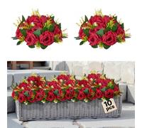 VEVOR Boules de Fleurs Artificielles, Lot de 10, 24 cm, Compositions de Roses Rouges Artificielles, Fausses Fleurs Décoratives pour Centres de Table, Mariages, Saint-Valentin, Décoration d'Intérieur
