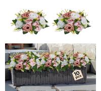 VEVOR Boules de Fleurs Artificielles, Lot de 10, Diamètre 24 cm, Compositions Roses Artificielles pour Centres de Table, Mariages, Fêtes, Saint-Valentin, Décoration d'Intérieur, Roses en Rose et Blanc