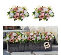 VEVOR Boules de Fleurs Artificielles, Lot de 10, Diamètre 24 cm, Compositions Roses Artificielles pour Centres de Table, Mariages, Fêtes, Saint-Valentin, Décoration d'Intérieur, Roses en Rose et Blanc