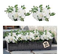 VEVOR Boules de Fleurs Artificielles Lot de 10 Diamètre Max 45 cm Compositions Roses Blanches Artificielles, Fausses Fleurs Décoratives pour Centres de Table, Mariages, Saint-Valentin, Déco Intérieur