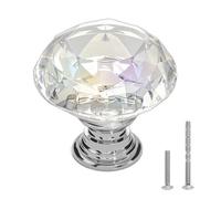 VEVOR Bouton de Meuble, Lot de 12, Poignée de Placard, 3 cm, Acrylique et Alliage de Zinc, Forme Diamant, avec Vis, Bouton pour Tiroirs, Portes, Commodes, Armoires, de Salle de Bain, Chambre à Coucher