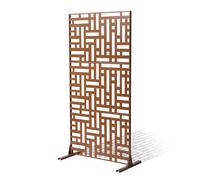 VEVOR Brise-Vue en Métal, 120x193 cm, Panneau Intimité Autoportant avec Support, Écran de Confidentialité Décoratif, Paravent Séparateur Extérieur pour Patio, Balcon, Salle Intérieure, Jardin, Marron