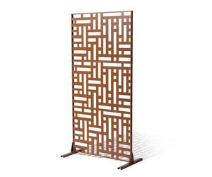 VEVOR Brise-vue en Métal, 120x193 cm, Panneau Intimité Autoportant avec Support, Écran de Confidentialité Décoratif, Paravent Séparateur Extérieur pour Patio, Balcon, Salle Intérieure, Jardin, Marron