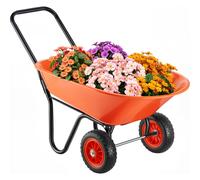 VEVOR Brouette à 2 Roues, Capacité de Charge 180 kg, Chariot de Jardin avec Poignée, Roue Large 25,4 cm, Chariot Utilitaire à Chargement Facile pour Ferme, Pelouse, Extérieur, Jardinage, Entrepôts