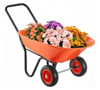 VEVOR Brouette à 2 Roues, Capacité de Charge 180 kg, Chariot de Jardin avec Poignée, Roue Large 25,4 cm, Chariot Utilitaire à Chargement Facile pour Ferme, Pelouse, Extérieur, Jardinage, Entrepôts