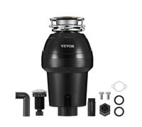 VEVOR Broyeur à Déchets d'Évier Cuisine, 1,25 CV, Système Broyage Déchets Alimentaires, Montage EZ, 4060 tr/min, Réduction du Bruit, Cordon d'Alimentation, Protection contre Éclaboussures pour Maison