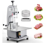 VEVOR BS-130 - Scie à os de boucher électrique 1500 W, coupe 0-110 mm, table 315x460 mm, 7 lames de rechange