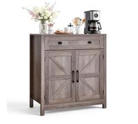 VEVOR Buffet Cuisine, Meuble de Rangement avec Tiroir, 2 Portes de Grange, Étagère Réglable et Amovible, pour Cuisine, Salle à Manger, Bar à Café, Salon, Chambre, Style Ferme, 75x37,5x80 cm, Gris