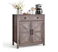 VEVOR Buffet Cuisine, Meuble de Rangement avec Tiroir, 2 Portes de Grange, Étagère Réglable et Amovible, pour Cuisine, Salle à Manger, Bar à Café, Salon, Chambre, Style Ferme, 75x37,5x80 cm, Gris