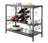 VEVOR Buffet de Bar Meuble de Bar Industriel avec Casier à Vin et Porte-verres