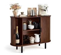 VEVOR Buffet Style Milieu du Siècle, Meuble de Rangement Cuisine avec 2 Portes Coulissantes, Meuble pour Coin Café avec Rangement Stable, Enfilade pour Salon, Entrée, 100 x 40 x 75 cm, Couleur Noyer