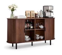 VEVOR Buffet Style Milieu du Siècle, Meuble de Rangement Cuisine avec 2 Portes Coulissantes, Meuble pour Coin Café avec Rangement, Enfilade pour Salon, Entrée et Couloir, 140x40x75 cm, Couleur Noyer