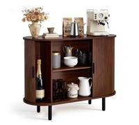 VEVOR Buffet Style Milieu du Siècle, Meuble de Rangement Cuisine avec 2 Portes Coulissantes, Meuble pour Coin Café avec Rangement Stable, Enfilade pour Salon, Entrée, 100 x 40 x 75 cm, Couleur Noyer
