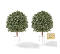 VEVOR Buis Artificiel 508 mm Lot de 2, Arbres Topiaires Artificiels en PE | Décoration Réaliste pour Intérieur et Extérieur, Entrée, Porche, Balcon, Terrasse et Jardin, avec Piquets de Sol Métalliques