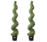 VEVOR Buis Artificiel, Lot de 2, Faux Arbres Topiaires 152,4 cm avec Feuilles Supplémentaires et Pot, Résistante aux UV, Ensemble Fausse Plante Artificielle Spirale pour Décoration Intérieur Extérieur