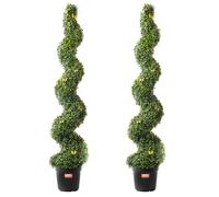 VEVOR Buis Artificiel, Lot de 2, Faux Arbres Topiaires 152,4 cm avec Feuilles Supplémentaires et Pot, Résistante aux UV, Ensemble Fausse Plante Artificielle Spirale pour Décoration Intérieur Extérieur