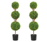 VEVOR Buis Topiaire Artificiel 122 cm Boule de Buis Artificiel Extérieur 2 Fausses Plantes 10 Feuilles Remplaçables 2 Lumières LED Sans Batterie pour Décoration Intérieur Jardin Terrasse Balcon Entrée