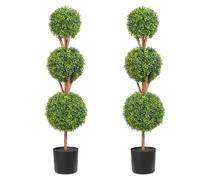 VEVOR Buis Topiaire Artificiel 122 cm Boule de Buis Artificiel Extérieur 2 Fausses Plantes 10 Feuilles Remplaçables 2 Lumières LED Sans Batterie pour Décoration Intérieur Jardin Terrasse Balcon Entrée