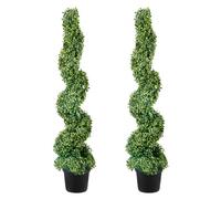 VEVOR Buis Topiaire Artificiel 122 cm Buis Artificiel Extérieur en Spirale 2 Fausses Plantes en PE 10 Feuilles Remplaçables avec Pot Sans Odeur pour Décoration Intérieur Jardin Terrasse Balcon Entrée