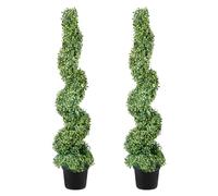 VEVOR Buis Topiaire Artificiel 122 cm Buis Artificiel Extérieur en Spirale 2 Fausses Plantes en PE 10 Feuilles Remplaçables avec Pot sans Odeur pour Décoration Intérieur Jardin Terrasse Balcon Entrée