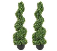 VEVOR Buis Topiaire Artificiel 91 cm Buis Artificiel Extérieur en Spirale 2 Fausses Plantes en PE 10 Feuilles Remplaçables avec Pot Sans Odeur pour Décoration Intérieur Jardin Terrasse Balcon Entrée