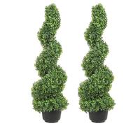 VEVOR Buis Topiaire Artificiel 91 cm Buis Artificiel Extérieur en Spirale 2 Fausses Plantes en PE 10 Feuilles Remplaçables avec Pot sans Odeur pour Décoration Intérieur Jardin Terrasse Balcon Entrée