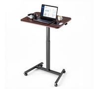 VEVOR Bureau Assis-Debout Réglable en Hauteur 650x480 mm Bureau Mobile, pour Télétravail, Ordinateur Portable et Maison, 4 Roulettes Pivotantes à 360°, avec Crochet, Capacité de Charge 15 kg, Marron