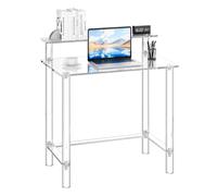 VEVOR Bureau d'ordinateur table en acrylique à 2 niveaux avec support d'écran