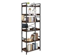 VEVOR Bibliothèque Industrielle, Étagère Échelle Vintage à 6 Niveaux, Meuble de Rangement Ouvert pour Livres Objets de Décoration Dossiers, Salon Chambre Cuisine Bureau, Structure en Métal, Marron