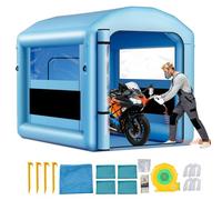 VEVOR Cabine de Peinture Gonflable 3x2,5x2,5 m, Tente de Pulvérisation pour Voiture avec Ventilateur de 550 W et Système de Filtration d'air, Toit Rond avec Crochet, Garage Atelier Automobile, Bleu