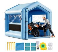 VEVOR Cabine de Peinture Gonflable 3x2,5x2,5 m, Tente de Pulvérisation pour Voiture avec Ventilateur de 550 W et Système de Filtration d'Air, Toit Triangulaire, pour Garage Atelier Automobile