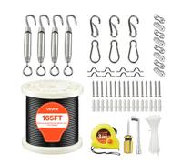VEVOR Câble Acier Inoxydable 2,38 mm x 50,3 m Cable Inox 304 Kit Fil Tressé Inox Enduit PVC pour Garde-corps Terrasse, Treillis de Jardin, Guirlandes Lumineuses, Résistance à Rupture 2 kN, 7x7 Brins