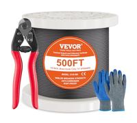VEVOR Câble Acier Inoxydable, 3,18 mm x 152,4 m, Câble Métallique Inox 316 Tressé 7x7 Qualité Aéronautique Marine avec Coupe-fil, Gants, Résistance de Rupture 7,1 kN, pour Garde-corps, Clôture, Rampe