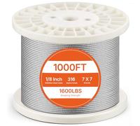 VEVOR Câble Acier Inoxydable, 3,18 mm x 305 m, Câble Métallique Inox 316 Tressé 7x7 Qualité Aéronautique Marine avec Coupe-fil, Gants, Résistance de Rupture 7,1 kN, pour Garde-corps, Clôture, Rampe