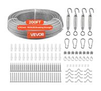 VEVOR Câble Acier Inoxydable 4,76 mm x 61 m Cable Inox 304 Kit Fil Tressé Inox Enduit PVC pour Garde-corps Terrasse, Treillis de Jardin, Guirlandes Lumineuses, Résistance à Rupture 7,1 kN, 7x7 Brins