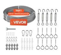 VEVOR Câble Acier Inoxydable 2 mm x 35,1 m Cable Inox 304 Kit Fil Tressé Inox Enduit PVC pour Garde-corps de Terrasse, Treillis de Jardin, Guirlandes Lumineuses, Résistance à Rupture 2 kN, 7x7 Brins
