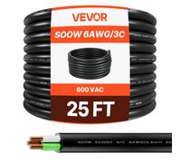 VEVOR Câble d'Alimentation Rallonge Électrique 6 AWG (16 mm²) SOOW 3 Conducteurs 7,62 m