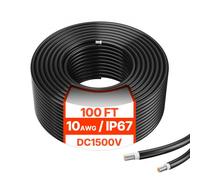 VEVOR Câble d'Extension de Panneau Solaire, 30,48 m, Calibre du Fil 10 AWG, CC 1500 V, Étanche IP67, pour Panneaux Solaires Domestiques, de Bateaux, Camping-cars, Toits, Systèmes Hors Réseau, Noir