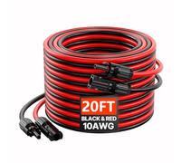 VEVOR Câble d'Extension de Panneau Solaire, 6,1 m, 10 AWG, avec Connecteurs Femelles et Mâles, CC 1500 V, Étanche IP67, pour Panneaux Solaires Domestiques, de Bateaux, Camping-cars, Toits, Lot de 2