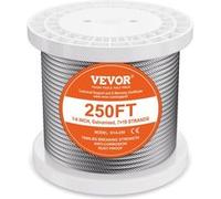 VEVOR Câble en Acier au Carbone Diamètre 6,35 mm 76,2 m 7x19 pour Garde-corps Argent