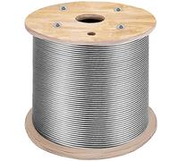VEVOR Câble Métallique, Câble en Acier T316, Cordes de Remorquage en Acier Inoxydable 316 150 m avec un Crochet 2T pour Camion à Remorque à Plat 500 pi 1/8 pouces 1x19