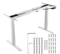 VEVOR Cadre de bureau électrique sur pied double moteur réglable 70-117 cm blanc