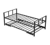 VEVOR Cadre de Lit de Jour Jumeau en Métal Robuste, Lit Gigogne Jumeau sans Matelas, avec Support à Lattes Métalliques, Facile à Ranger, pour Repos Couchage, Salon, Chambre d'Amis, Appartement, Noir