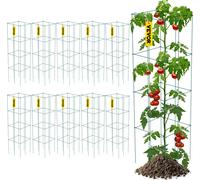 VEVOR Cages à tomates, 11,8 x 11,8 x 46,1 pouces, 10 paquets de cages carrées de support pour plantes, tours à tomates vertes en acier recouvert de PVC pour faire grimper les légumes, plantes, fleurs