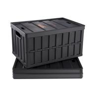 VEVOR Caisse de Rangement Plastique Pliable avec Couvercles 3PCS Bac de Rangement Empilable Capacité d'Une Boîte 65 L avec Poignées Grands Bacs Robustes pour Vêtements Jouets Livres Accessoires, Noir