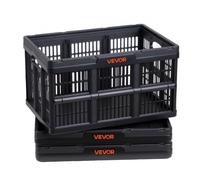 VEVOR Caisse Plastique Pliable 45 L Lot de 3, Cagette Pliable avec Poignées, Charge Max. 15 kg par Caisse, Bac de Rangement Empilable pour Maison, Camping, Voiture et Courses, Organisateur de Coffre